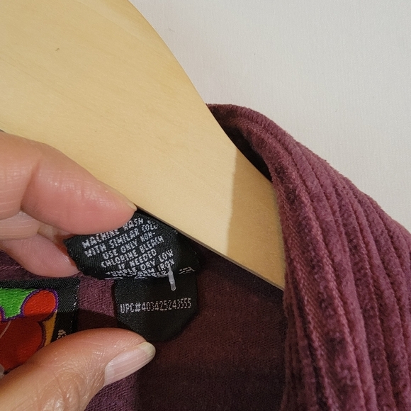 VTG MICKEY Unlimited Burgundy Button-Up Corduroy Shirt Sz L Disneyland Holidays - Picture 11 of 12